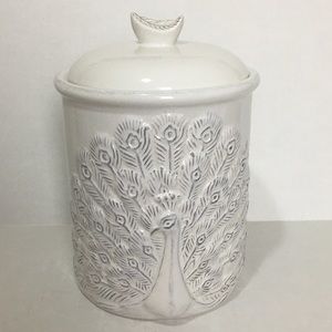 White Ceramic Peacock Cookie Jar